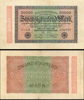 20000 Mark Reichsbanknote 1923 RO84