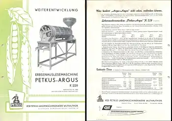Erbsenauslesemaschine K229 Landwirtschaft Werbeprospekt A4 Landmaschinenwerk VEB Petkus Wutha 1962