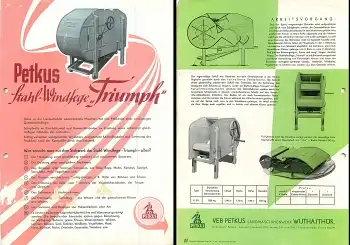Windfege "Triumph" Landwirtschaft Werbeprospekt A4 VEB Petkus Wutha 1956
