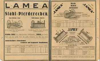 Pferderechen "LAMEA" Landwirtschaft Werbeprospekt ca. A4 um 1930