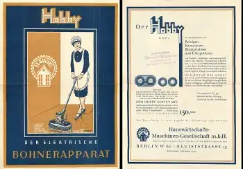 Bohnerapparat Hobby von HAWIG Berlin Werbeprospekt ca.1940