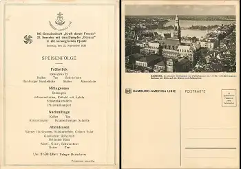 Dampfschiff "Oceana" Hamburg-Amerika-Linie KdF- Fahrt nach Norwegen 22.9.1935 Menuekarte