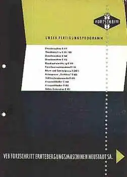 Fortschritt Neustadt Sachsen Landwirtschaft Fertigungsprogramm Dreschmaschinen Mähbalken etc 20 Seiten 1958