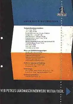 Saatgutaufbereitungsmaschinen Fertigungsprogramm Landwirtschaft Firma Petkus Wutha 20 Seiten 1959