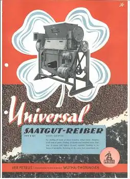 Universal Saatgut-Reiber K041 Landwirtschaft Prospekt VEB Petkus Wutha 1958