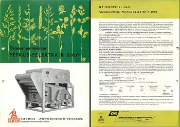 Grassamenreiniger K218/1 Landwirtschaft Prospekt A4 VEB Petkus Wutha 1963