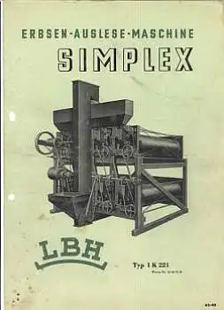 Erbsen-Auslese-Maschine Simplex Typ1 K221 Landwirtschaft Werbeprospekt 1952