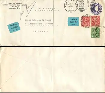 New York Ganzsachenumschlag nach Seifhennersdorf Luftpost und ss "Europa" o 20.7.1938