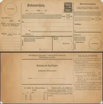 Postanweisung Volksstaat Bayern 25 Pfennig gestempelt 7.4.1919