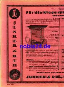 Gasherd Plakat A3 Junker & Ruh Karlsruhe 1927
