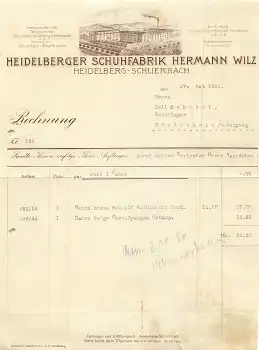 Heidelberg Schlierbach Schuhfabrik Hermann Wilz Briefkopf mit Fabrikansicht 1930