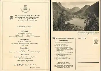 Dampfer "Oceana" Hamburg-Amerika-Linie KdF- Fahrt nach Norwegen 19.9.1935 Menuekarte