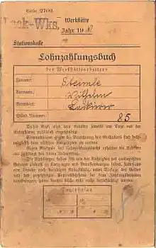 Lackierer Lohnzahlungsbuch von 1919