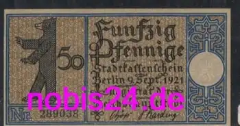 Tiergarten Berlin Notgeld Bezirk 2 50 Pfennige um 1921