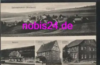 34519 Schweinsbühl Diemelsee Bahnhof Schule Gasthof *ca.1920