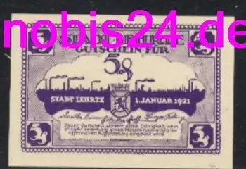 31275 Lehrte Notgeld 5 Pfennige 1921