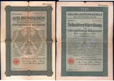 25 RM Schuldverschreibung des Deutschen Reiches 1925