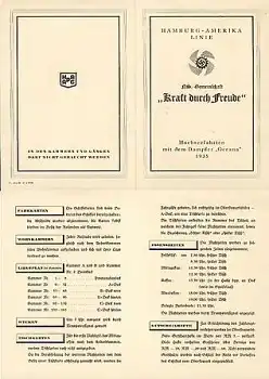 KdF Dampfer Oceana nach Norwegen 1935 Bordheft