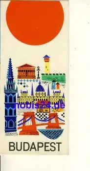 Ungarn Budapest mit Stadtplan ca.1960 Faltplan