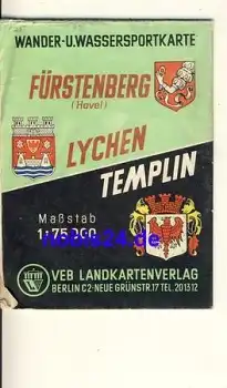 Wanderkarte Lychen Templin DDR ca.1950