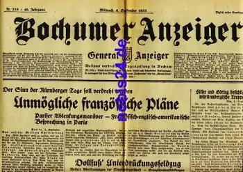 Bochumer Anzeiger 210 Jahrgang 1933