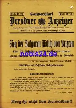Dresden Sonderblatt Dresdner Anzeiger 1915