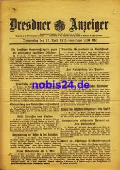 Dresden Sonderblatt 1.WK Dresdner Anzeiger  1915