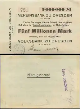 Vereinsbank zu Dresden 5 Millionen Mark 1923