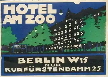 Berlin Hotel am Zoo Kofferaufkleber um 1930