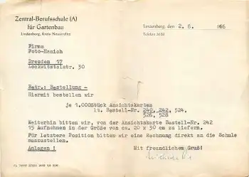 17235 Lindenberg Ansichtskartenbestellung der Gartenbau Berufsschule 1966 beim Hanich-Verlag