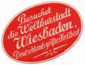 Wiesbaden Weltkurstadt Kofferaufkleber um 1930
