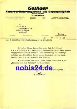 Gothaer Feuerversicherung Brief 1933