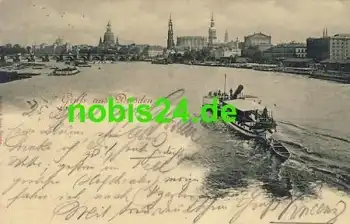 Dresden Altstadtblick Dampfschiff o ca.1897