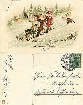 Rodeln Prägekarte o 30.12.1913