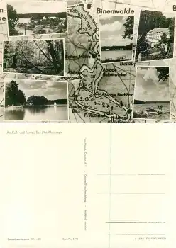 16818 Neuruppin Binenwalde Mehrbildkarte mit Landkarte *1963 Hanich1590