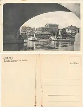 Elbdampfer "Lössnitz" und "Rathen" in Dresden vor der Semperoper *ca.1930