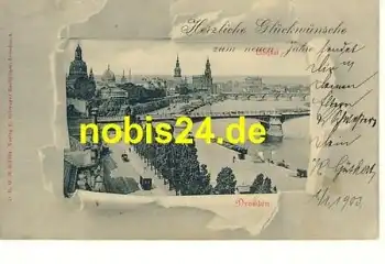 Dresden Elbquai Altstadtseite o 31.12.1902