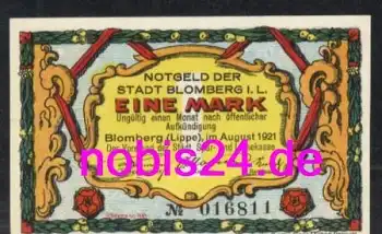 32825 Blomberg Notgeld 1. Mark 1921