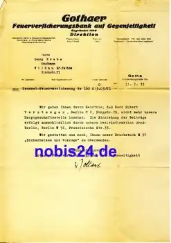 Gothaer Feuerversicherung 1933 Brief