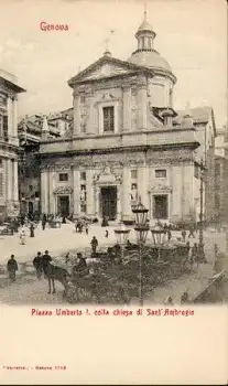 Genua Piazza Umberto I. colla chiesa di Sant Ambrogio * ca. 1910