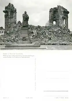 Dresden Neumarkt Ruine der Frauenkirche Luther Denkmal *1970 Hanich2174