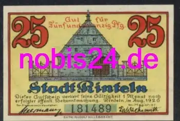 31737 Stadt Rinteln Notgeld 25 Pfennige 1920