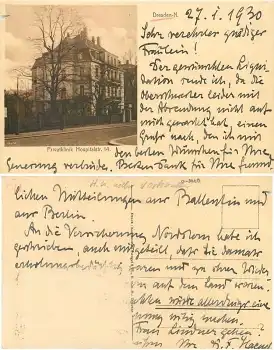 Dresden Neustadt Hospitalstrasse 14 Privatklinik o 27.1.1930