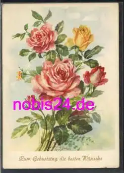 Rosen Geburtstagskarte o ca.1963