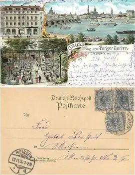 Dresden Neustadt Restaurant "Pariser Garten" Grosse Meissner Strasse 13 Litho o 10.11.1900