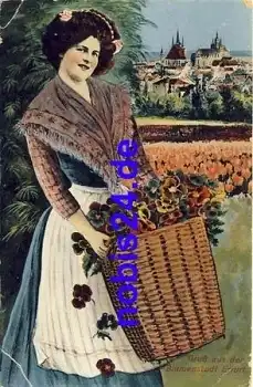 Erfurt Blumenfrau Blumenstadt Künstlerkarte o 1926