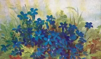 blaue Blumen Künstlerkarte c. Müller * ca. 1920