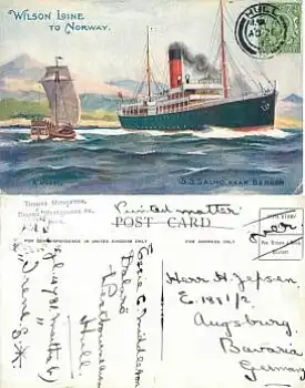 S.S Salmo Wilson line Norway sig. A Joegt o 26.8.1913