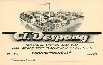 09669 Frankenberg Sachsen Färberei Despang Litho *ca.1900