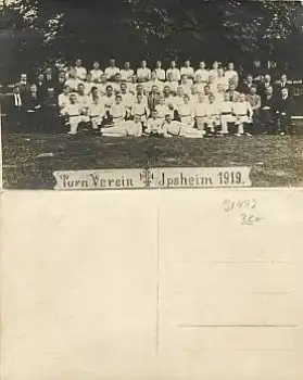 91472 Ipsheim Turnverein 1919 Echtfoto-Ak  1919